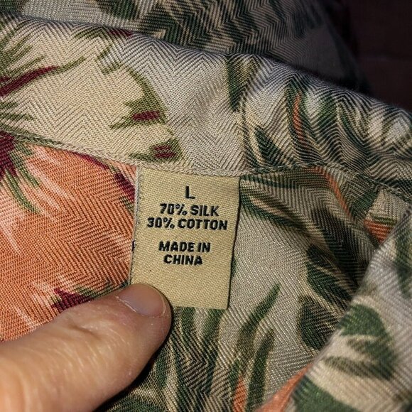 Pussers West Indies Mens Large Floral Silk Blend Hawaiian Button Up Shirt Size L - Picture 8 of 10